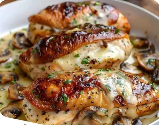 6 Points Cheesy Garlic Butter Mushroom Stuffed Chicken