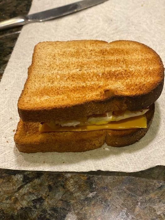 Here is my 4-point breakfast sandwich!